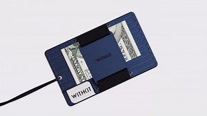 Minimalist Slim Metal Mens Wallet - RFID Blocking Credit Card Holder with Cash Strap and Lanyard - Aluminum Small Thin Front Pocket Wallet (Metalblue)