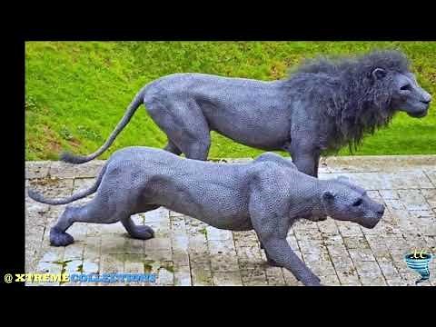 Life-size animals made of wire mesh by Kendra Haste