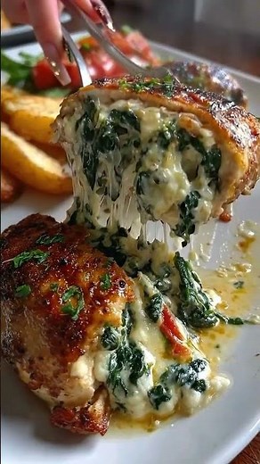 🍗 Stuffed Chicken Breast 🔥 | Creamy Spinach & Cheese Filling Recipe!
