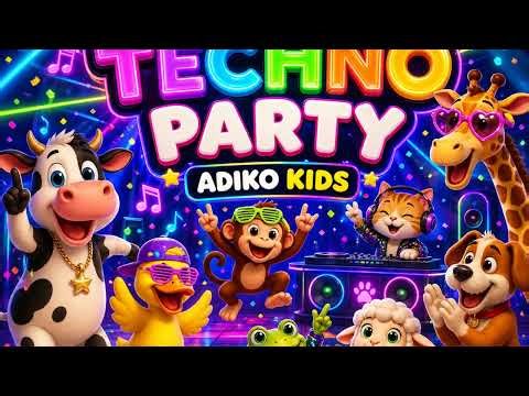 Animal Techno Party! Funny Animal Dance Song for Kids | Adiko Kids