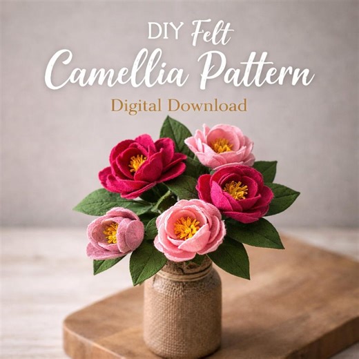 DIY Felt Camellia Flower Pattern, Digital Download, Felt Flower Tutorial, Camellia Template, Handmade Flower Guide, DIGITAL Download - Etsy