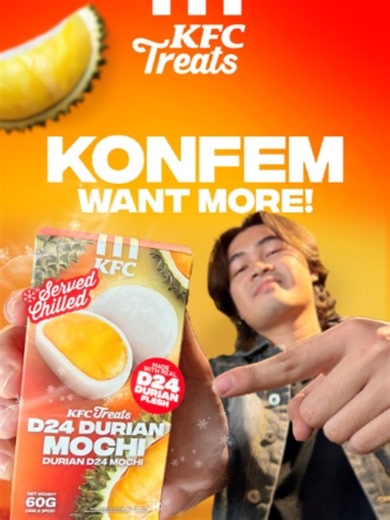 Jom celebrate semangat merdeka tahun ni dengan mochi flavour kegemaran rakyat Malaysia! Siapa je tak craving dengan isi sebenar durian D24 ni~ 🤤 Jangan miss tau, get now hanya kat KFC sekarang! You deserve a treat. #Kepci #KFCTreats