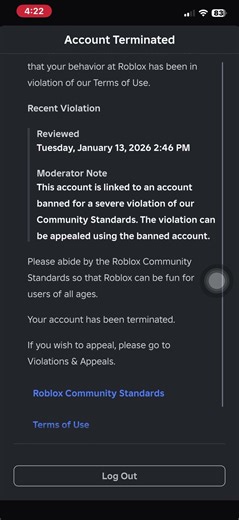 My roblox account got terminated 😔😔😔😔(explained in the comments). #shorts #roblox