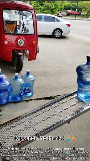 Hauling heavy water jugs – daily grind! 💧💪