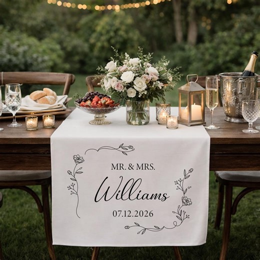 Personalized Wedding Table Runner, Mr and Mrs Wedding Table Decor, Custom Last Name Banner, Sweetheart Table Sign, Wedding Reception Decor - Etsy