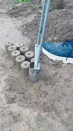 Cylindrical concrete samples arranged for construction testing