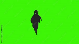 Black Ghost Flying Loop Motion Graphics Video with Green Screen Transparent Background and Alpha Channel