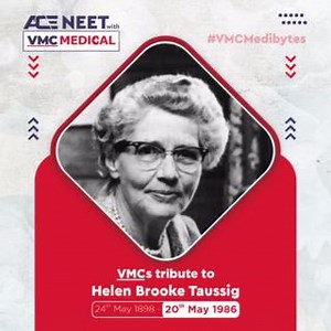 VMC Tribute to Helen Brooke Taussig American physician who founded pediatric cardiology. She pioneered using X-rays and fluoroscopy to identify heart defects in newborns. #VMC #THESTALWARTSOFMEDICINE #VMCMEDICAL #HelenBrookeTaussig #VMCMediBytes #Physician #PediatricCardiology #XRay #NewBorns #Surgeon #MedicalResearch | Vidyamandir Classes