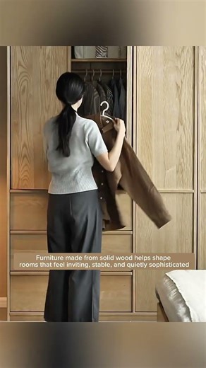 Solid Ash Wood Wardrobe for a Calm Bedroom #wardrobe #bed #dresser