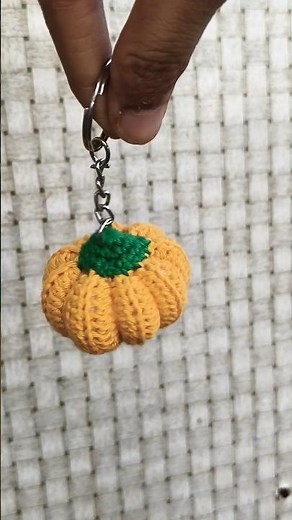 Making a Tiny Crochet Pumpkin Keychain 🎃 #crochet #handmade #diy