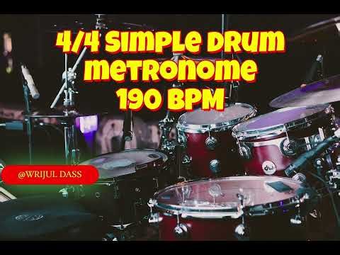 190 BPM 4/4 Metronome Basic Drum Track for practicing Guitar and Bass guitar