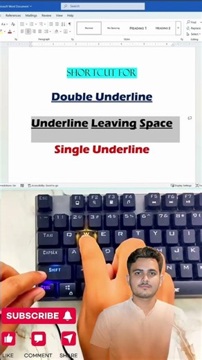 Insert Single, Under-Each-Word, and Double Lines in MS Word with One Keyboard Shortcut..
