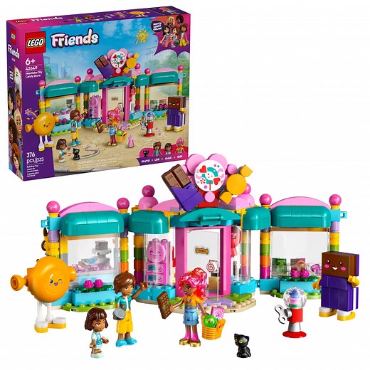 LEGO Friends Heartlake City Candy Store Building Toys - Pretend Play Set for Kids, Girls & Boys, Ages 6 - W/ 2 Minifigures & Cat Figure - Gift Ideas for Birthday - 42649