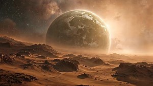 Download Planet Landscape Animation A stunning panorama of mountains and skies in a distant world where towering mountains meet bright skies under the alien sun. for free