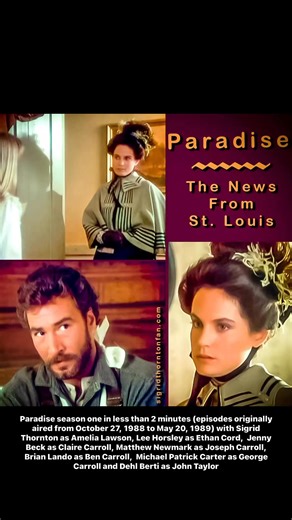 Paradise season one in less than 2 minutes (episodes originally aired from October 27, 1988 to May 20, 1989) with Sigrid Thornton as Amelia Lawson, Lee Horsley as Ethan Cord, Jenny Beck as Claire Carroll, Matthew Newmark as Joseph Carroll, Brian Lando as Ben Carroll, Michael Patrick Carter as George Carroll and Dehl Berti as John Taylor #sigridthornton #paradise #leehorsley #western | Sigrid Thornton Fan
