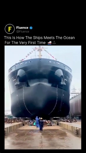 Fluence | This is the exact moment a ship touches the ocean for the first time—a defining milestone in modern shipbuilding. After being constructed... | Instagram