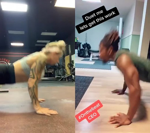 #duet with @nateoffersbz partner clapping pushups are fun! #quartentinepushupchallenge #homeproject #duet #fyp #mom #46yearsyoung #pushups