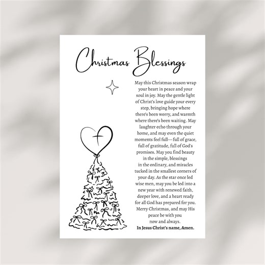 Christmas Blessing Card PRINTABLE Christian Prayer Gift for Holiday Season Religious DIGITAL DOWNLOAD for Family Friends Faith-based Print - Etsy