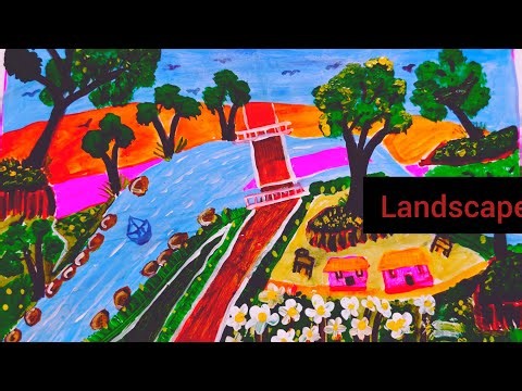 live Easy Autumn Tree Acrylic Painting for tutorial/River Landscape Painting for beginners/
