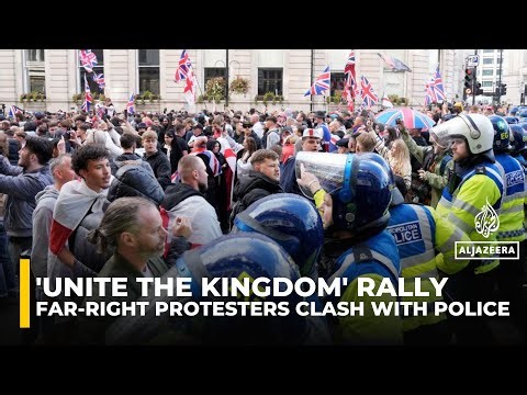 'Unite the Kingdom': Clashes in London as 110,000 join far-right rally against immigration