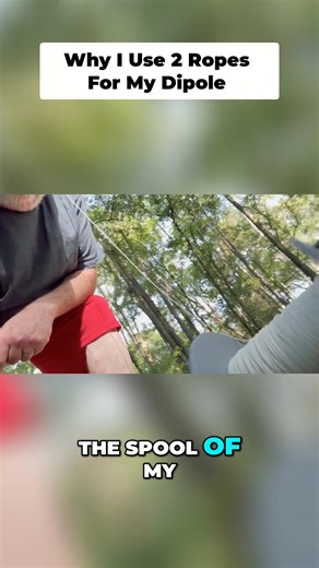 Working alone? Keep your string spool on the ground to avoid losing the end. Attach two ropes to your dipole: one for pulling it up, and another as a pull-down line for easy retrieval. This prevents damage to the antenna element. 🎥 Watch the full reel: https://youtu.be/xh0SLViGcRg #Antenna #Installation #HamRadio #DIY #Electronics | Ham Radio Prep