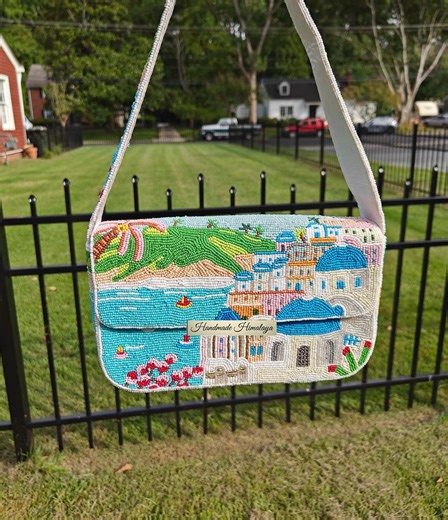 Santorini Beaded Bag: Greek Island Summer Beaded Shoulder Handbag Vacation Purse - Etsy