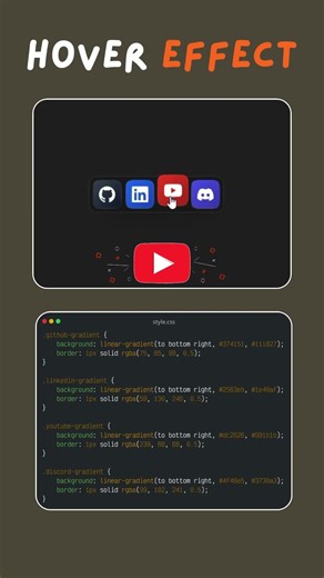 👌Social Media with Hover Effect #webdevelopment #html #css #shorts
