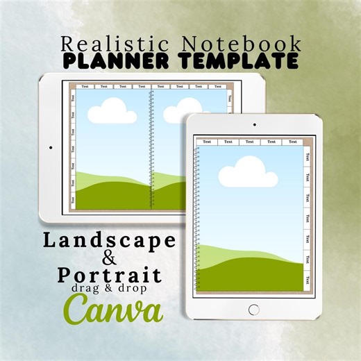 Realistic Digital Planner Canva Template | Hyperlinked Notebook Planner | Landscape & Portrait | Drag and Drop Pages | Goodnotes Planner - Etsy