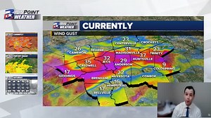 11pm PinPoint Radar Update: Rain & storms are moving away from the Brazos Valley -- now the wind is HOWLING. Here's why... | KBTX Weather
