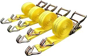 1.5" x 15' Ratchet Tie Down Straps (4PK) - 4400LB Break Strength - Heavy Cargo Hauling