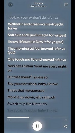 Espresso - Sabrina Carpenter Speed Up Lyrics #spotify #trending #foryou #quickbeat