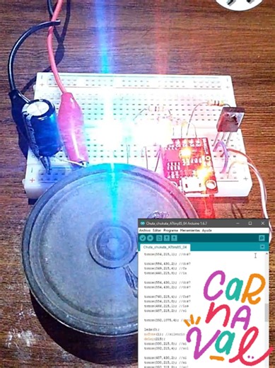 Chuta chukuta tono de carnaval con ATtiny85 en Arduino #carnaval #bolivia🇧🇴 #arduino #electronica #ArmandoCircuitos