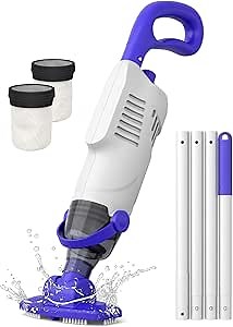 Little Shark Pool Vacuum for Above Ground Pool, Hot Tub Vacuum with a 60w Motor,18 Gal/Min Powerful Suction, Compact & Light Pool Vacuum with 5000mAh Battery, 1h Running Time