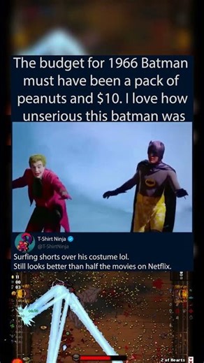 The budget for 1966 Batman must have been a pack of peanuts and $10. I love how unserious