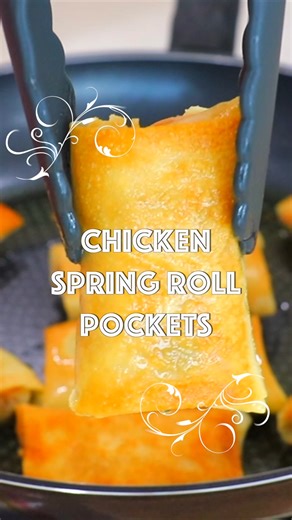 Crispy Chicken Spring Roll Pockets! Printable Recipe: https://cicili.tv/crispy-chicken-spring-roll-pockets Serves: 12 spring roll pockets Prep time: 30 minutes Rest time: 10 minutes Cook time: 10 minutes For the filling: 1 (4 ounces) bundle glass noodles 2 tablespoons cooking oil, separated 1 pound ground chicken Pinch of salt 1 medium carrot, shredded 2 cups cabbage, thinly sliced 1 cup beech mushrooms 2 stalks scallions, chopped For the sauce: 1 tablespoon soy sauce 2 tablespoons oyster sauce 
