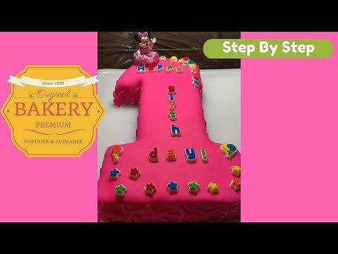 Number 1 Shape Birthday Cake-Step by step