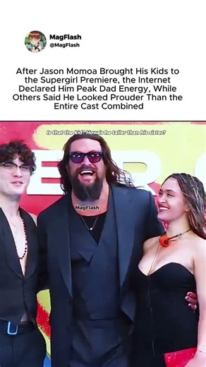 Jason Momoa channels peak dad energy with kids at "supergirl" london premiere #jasonmomoa