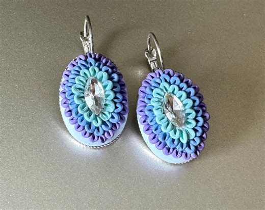Beautiful Polymer Clay Applique Statement Earrings - Etsy
