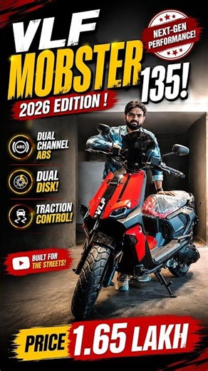 Most Wanted Scooter ! VLF MOBSTER 135 ! Traction & Switchable Abs ! Dual Channel Abs #shorts
