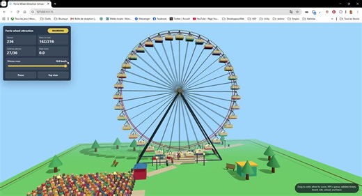 Test of the day: can a single /goal generate more than just a Ferris wheel?I asked for the full attraction loop: NPCs queue at the ticket booth, wait their turn, board 36 cabins, ride for 10 rotations, leave from the other side, then a new group arrives.Still rough, but way closer to an actual simulation than I expected.Built with Codex + GPT-5.5 + Three.js.Prompt below