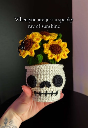 Crochet Skull Flower Pot: Spooky Decor DIY