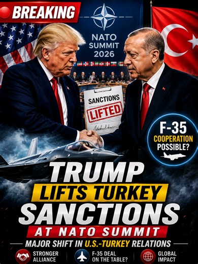 Trump Lifts Turkey Sanctions at NATO Summit | Major Shift in U.S.-Turkey Relations Former U.S. President Donald Trump announced plans to lift key U.S. sanctions on Turkey during the NATO Summit, signaling a major shift in U.S.-Turkey relations. Trump also hinted at the possibility of future F-35 fighter jet cooperation, while emphasizing Turkey's role as a strategic ally. The announcement has triggered global debate over NATO unity, European security, and Middle East geopolitics. Watch the full 