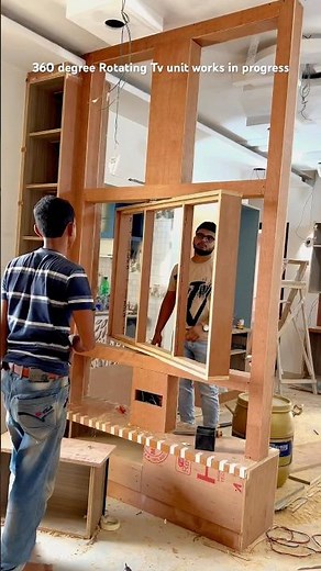 360 degree rotating Tv unit works in progress #tv #tvunitdesigns #tvcabinet #rotating #shortsvideo
