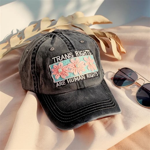 Embroidered Washed Cotton Cap, Trans Rights Are Human Rights, Pride Support Hat - Etsy