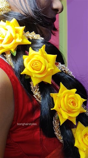 Traditional Bengali Hairstyle 💖 Long Braid Flower Style