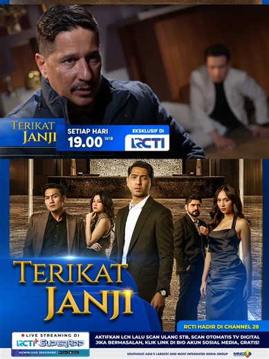 Sena dan tim kembali bergerak untuk memperoleh bukti-bukti kejahatan Dipa. Ayahnya Dipa pun sampe turun tangan dan kecewa sama apa yang dilakuin Dipa saat ini😤 Saksikan Terikat Janji SETIAP HARI pukul 19.00 WIB eksklusif di RCTI RCTI Hadir di CHANNEL 28, ikuti cara mudahnya: • Aktifkan LCN lalu scan ulang STB Kamu • Scan otomatis TV Digital Apabila masih bermasalah dengan siaran @officialrcti ditempat kamu? Silahkan cek link berikut ya ⬇️⬇️⬇️ https://rcti.tv/helpdesk #LayarDramaIndonesia #Drama