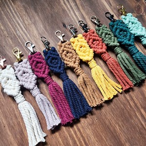 Single Diamond Macramé Keychain - Etsy