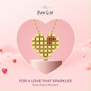 Discover the radiant hues of ruby and gold with the Ruby Heart...