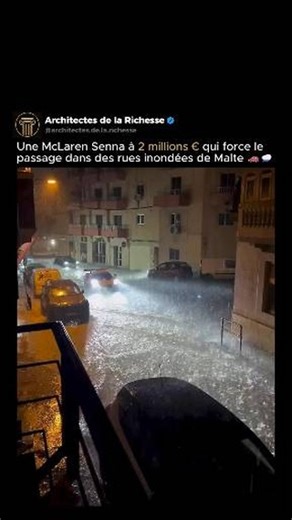 Architectes De La Richesse on Instagram: "Les routes inondées font partie des environnements les plus dangereux auxquels une hypercar peut être confrontée ⚠️🧠 La McLaren Senna est une machine pensée pour le circuit, conçue pour la précision, l’aérodynamisme et les performances extrêmes — pas pour des rues urbaines submergées par la pluie. Avec une garde au sol ultra-basse, des éléments aérodynamiques exposés et une électronique extrêmement sensible, c’est exactement le type de situation pour la