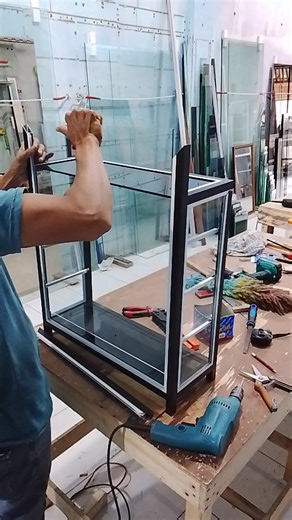 Aluminum cigarette cabinet glass installation process #virals #USA #virals #fyp | Indra Munawar